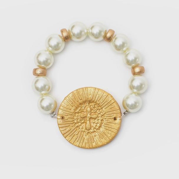 Pearl with Victory Cross Bracelet