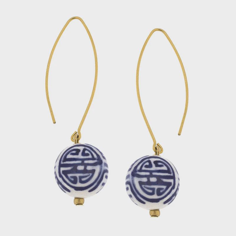 Porcelain Ball Threader Earrings