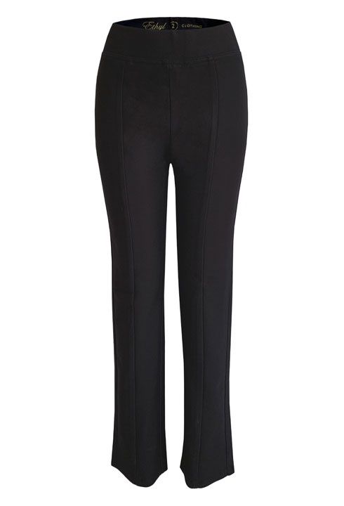 Ethyl &quot;Traum&quot; Ponte Wide Leg Front Seam Pant (644PBLK) Black