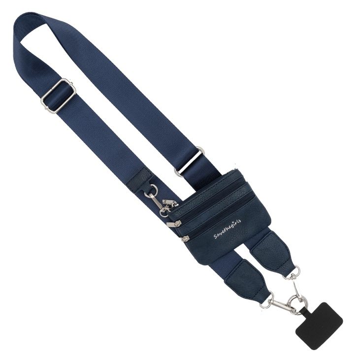 Clip &amp; Go Phone Lanyard w/Wallet (Neutrals), Color: Navy