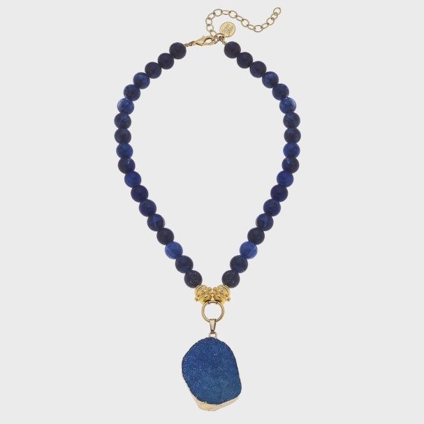 Sodalite Blue Druzy Quartz Necklace