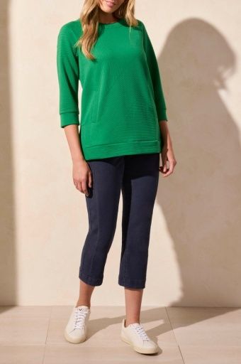 Tribal 3/4 Sleeve Tunic with Pockets - Kelly Green, Size: XL