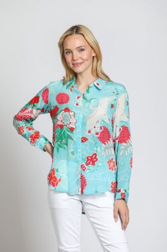 AP-NY Roll Tab Sleeve Shirt (B-52P/B-872D/NC), Colour: TURQUOISE MULTI, Size: XL