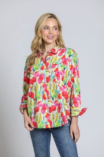 AP-NY Boyfriend Shirt (T19P/B-796D/CT), Colour: PINK MULTI, Size: XL
