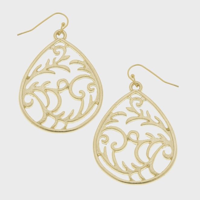 Gold Filigree Cut Out Earrings (1252g)