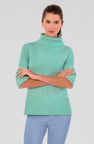 Gretchen Scott Box Fox Trot Sweater (SWKKBF), Color: Seafoam, Size: XS