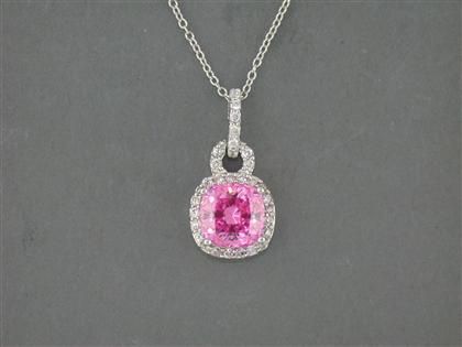 SS Pink Antique Pendant w/CZ Halo, Color: Pink