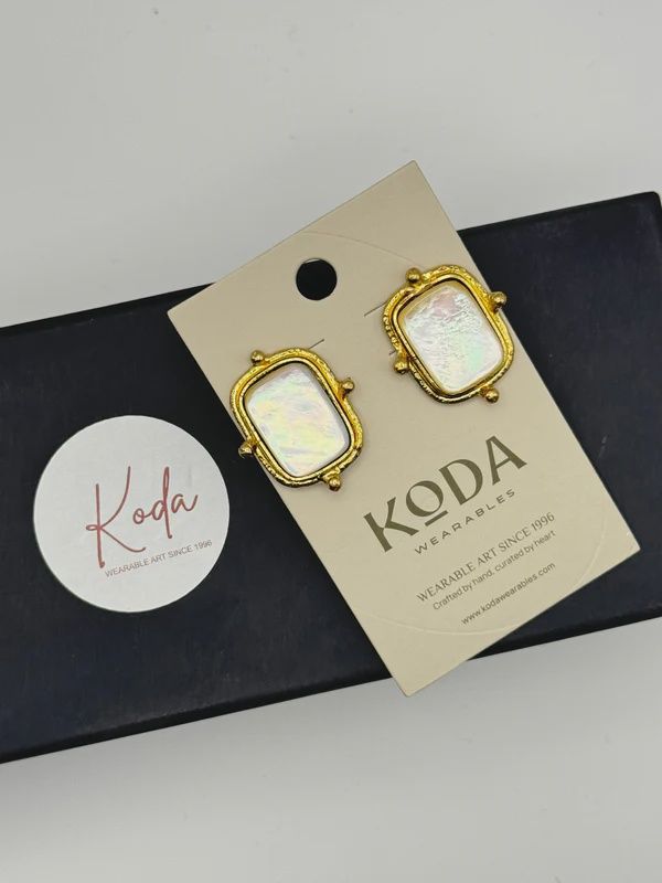 Moonstone Gold Stud Earrings