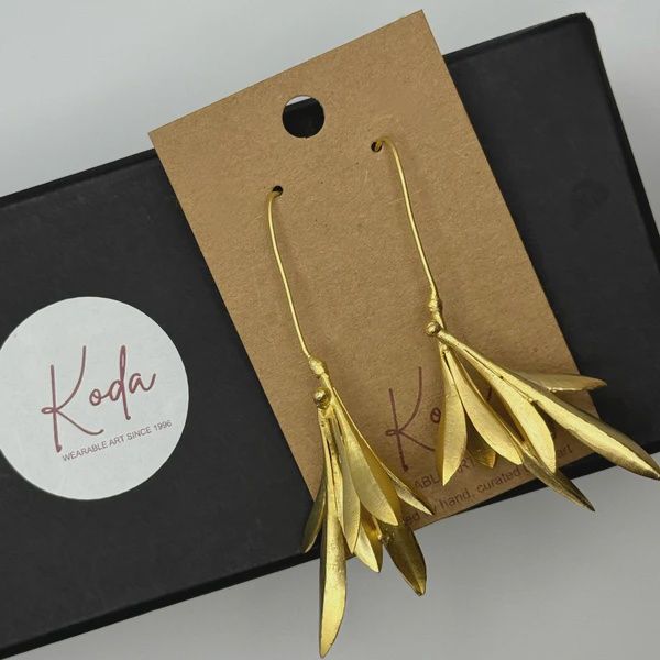 Gold Flower Drop Fish Hook Earrings