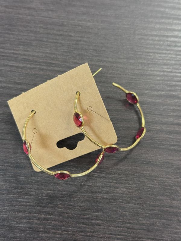 Colored Crystals on Gold Hoop Earrings