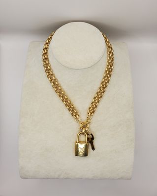 Louis Vuitton Lock &amp; Key Matte Gold Long Necklace