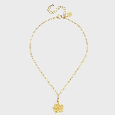 Gold Magnolia Paperclip Necklace (3688)