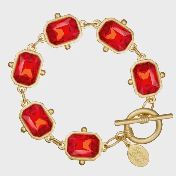 Rectangle Crystal Bracelet (2896), Color: Red