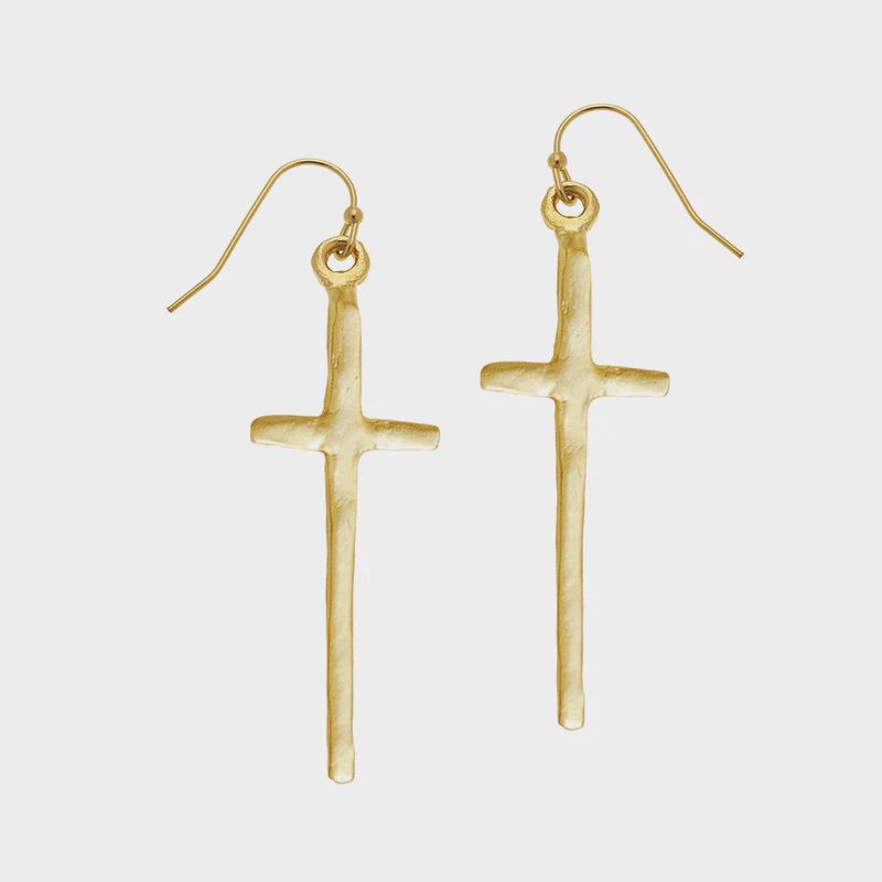 Tall Cross Earrings (1245), Material: 24kt Gold Plated