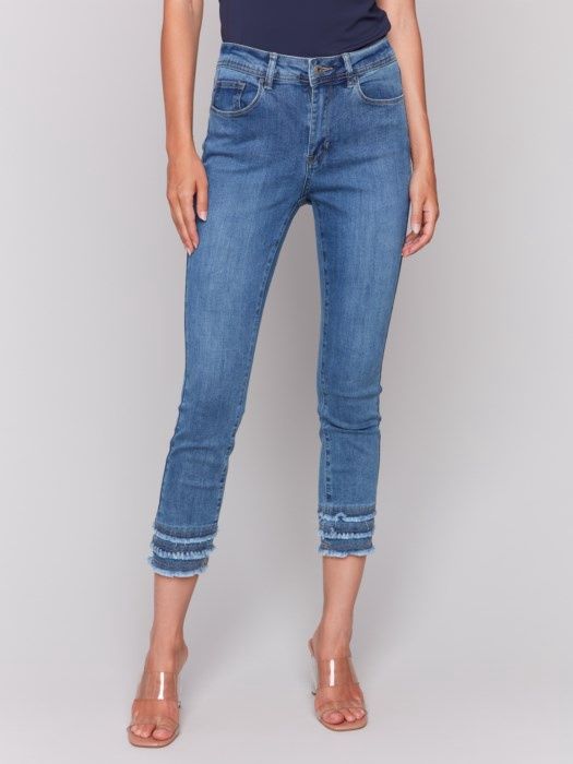 Charlie B Frayed Hem Cropped Jeans (C5147T 431A)