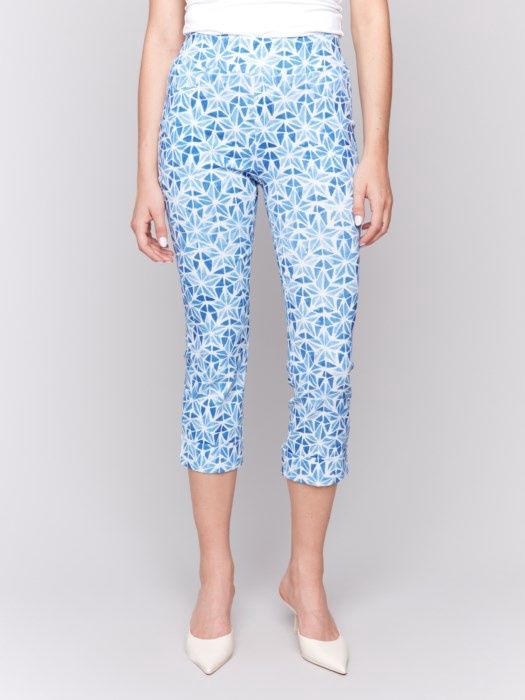 Charlie B Printed Stretch Pull-On Capri Pants (C5259TP 651A)