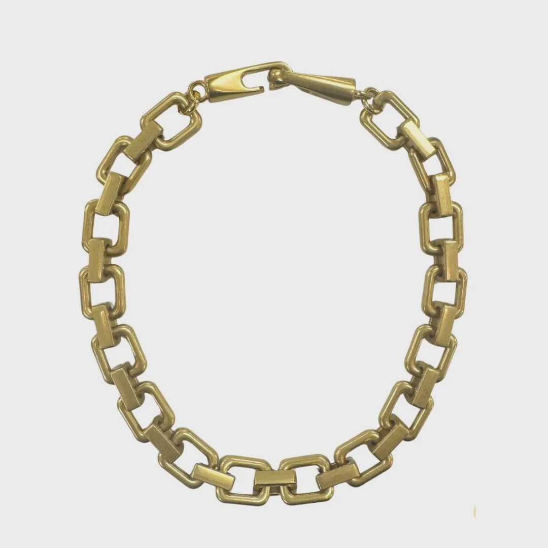 Gold Solid Square Chain Necklace