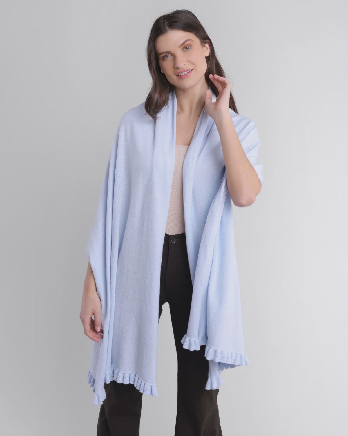 Cotton Cashmere Ruffle Trim Mini Travel Wrap