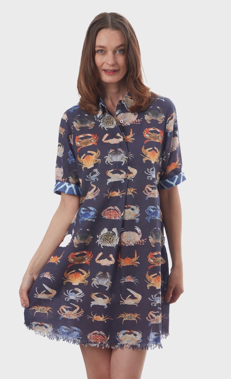 Dizzy-Lizzie Chatham Dress (615A-S860) Crab Print