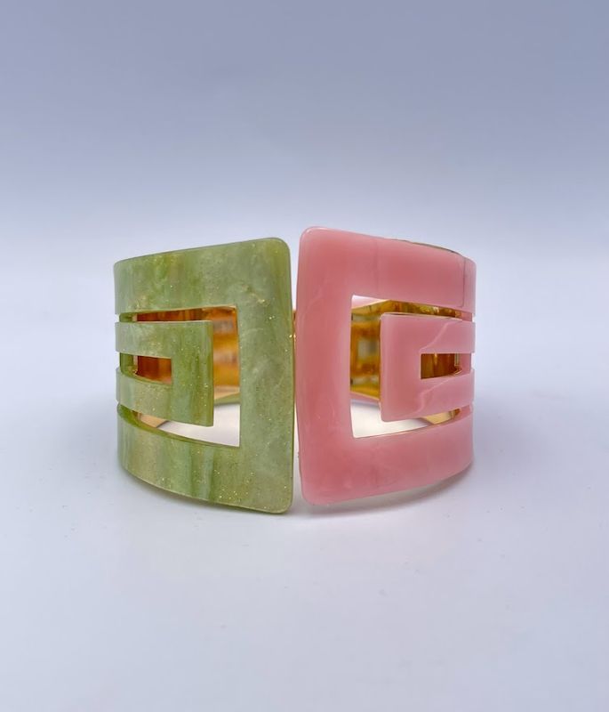 Resin Cuff Bracelet Pink &amp; Green (52B5181)