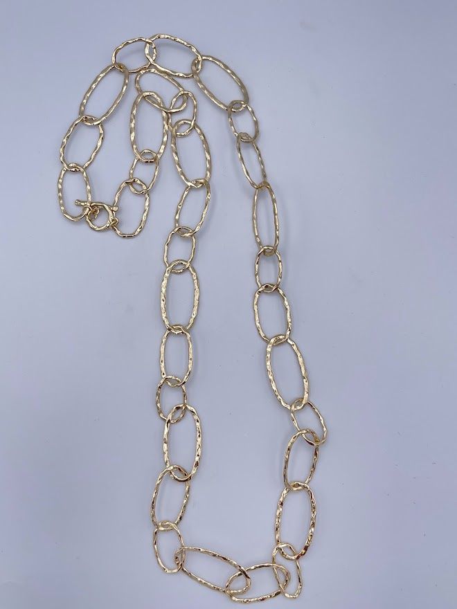 Hammered Gold Link Toggle Necklace (28N3010)