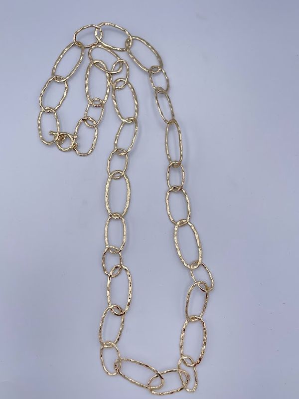 Hammered Gold Link Toggle Necklace (28N3010)
