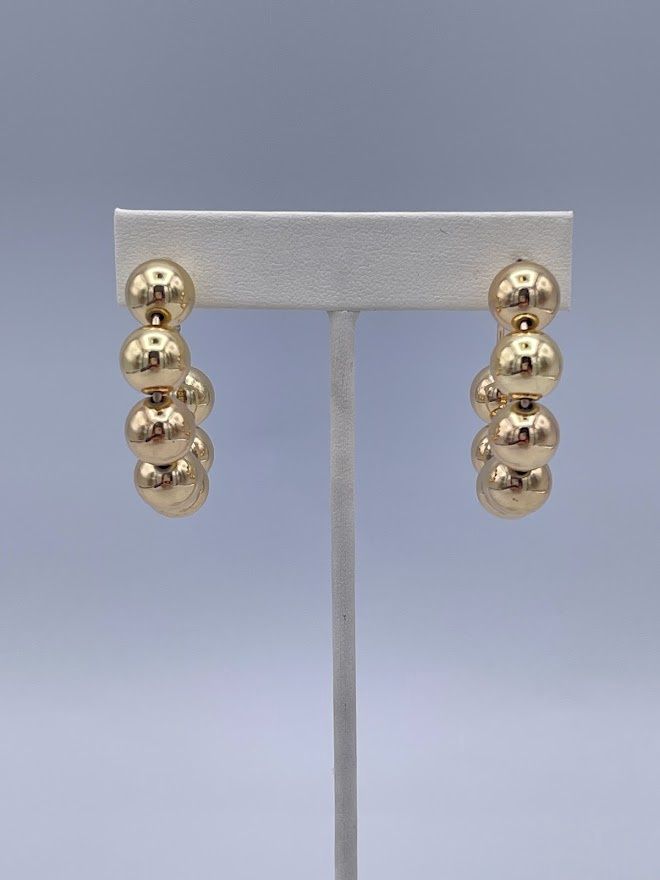 Gold Ball Hoop Earrings (28E8195)