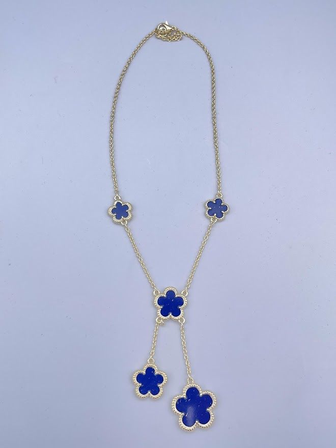 Gold &amp; Lapis Flower Necklace