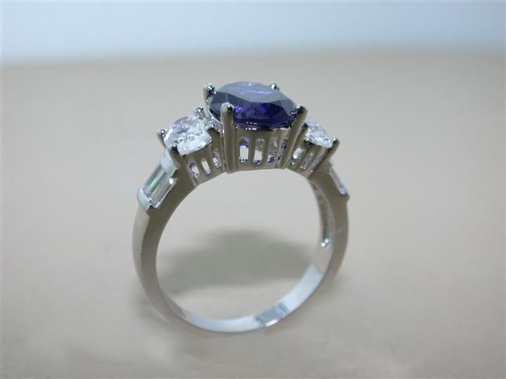 Oval Blue Sapphire CZ Ring