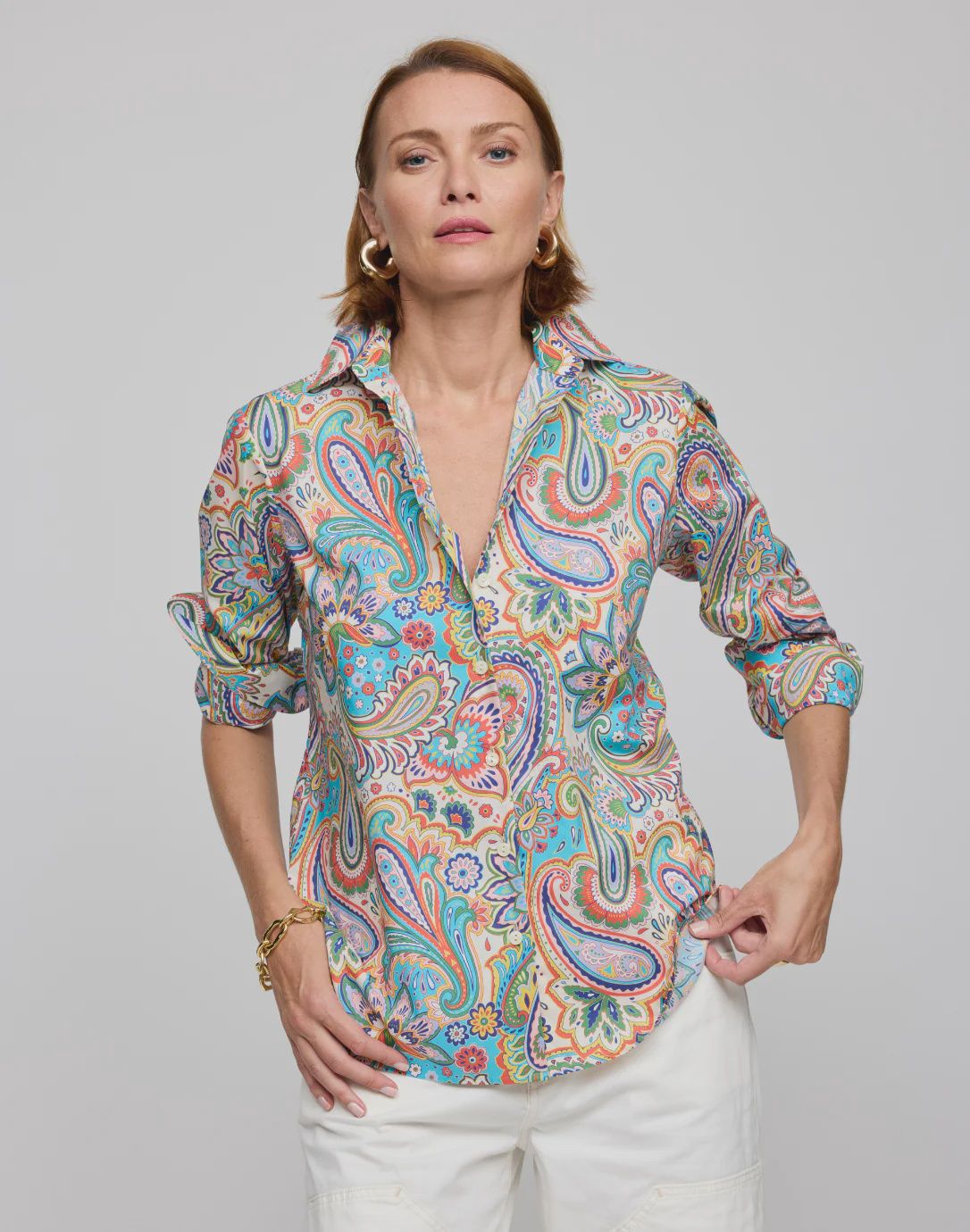 Hinson Wu &quot;Margot&quot; Long Sleeve Paisley Print Top (1610984), Color: Multicolor, Size: XS