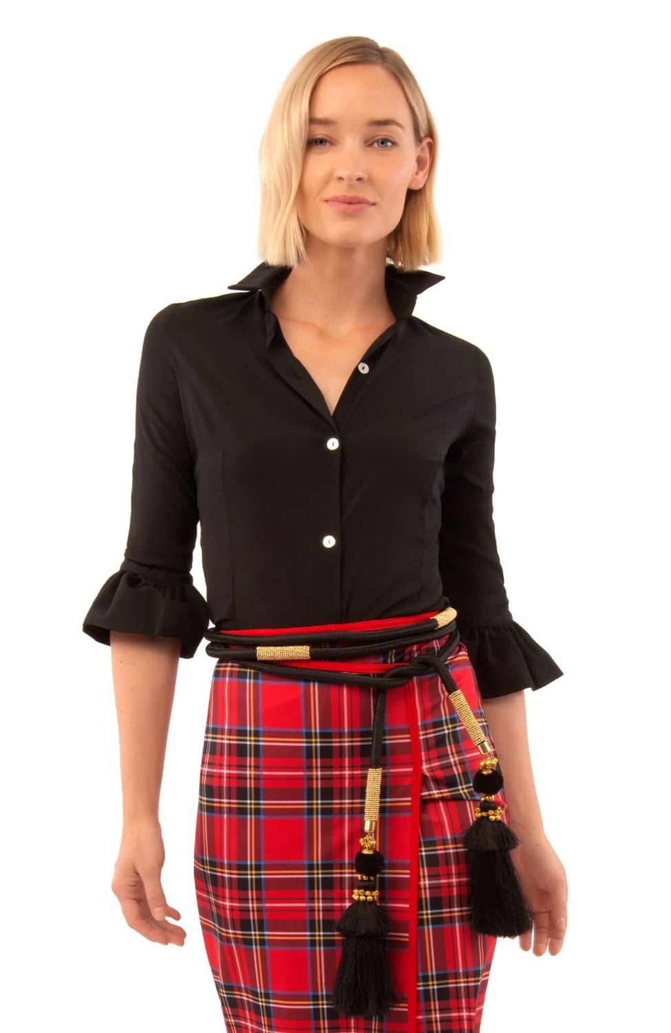 Gretchen Scott &quot;Priss&quot; Blouse - Chiffon (COPRCF), Color: Black, Size: Small