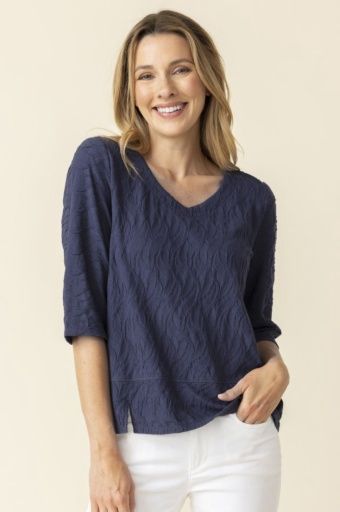 Habitat Cascade Cotton Elbow Sleeve Tee, Colour: NAVY, Size: Large