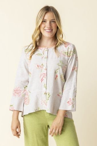 Habitat Linen Bloomer Ali Jacket (47555), Colour: Oatmeal &amp; Papaya, Size: XS