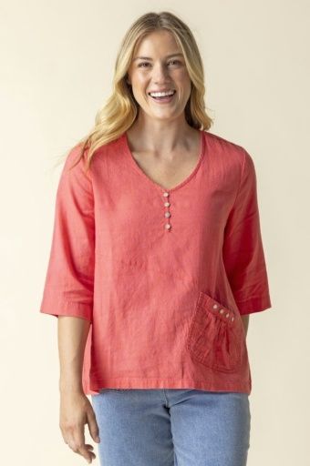 Habitat Linen Solid Vista Pullover (41507), Colour: PAPAYA, Size: XS