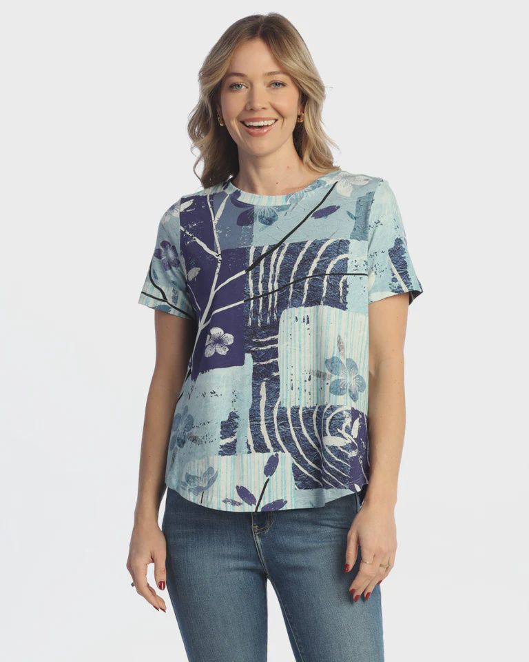 J&amp;J &quot;Hana&quot; Round Neck Short Sleeve Top