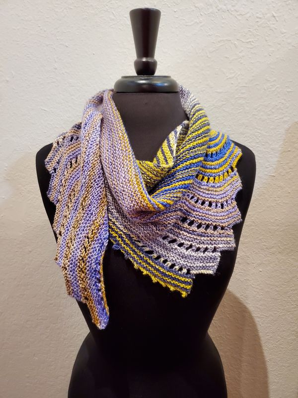 Hand Knitted Multicolor Triangular Scarf