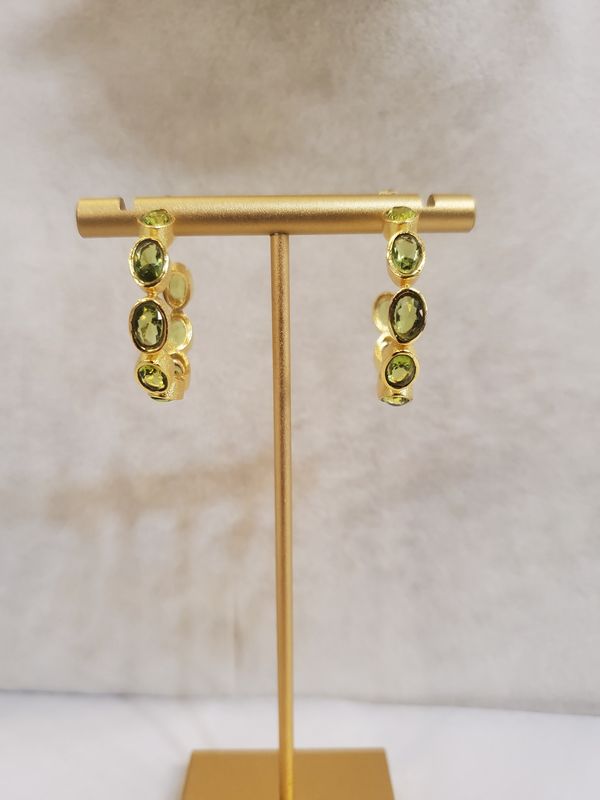 &quot;Aqua Orbit&quot; Gold Hoops