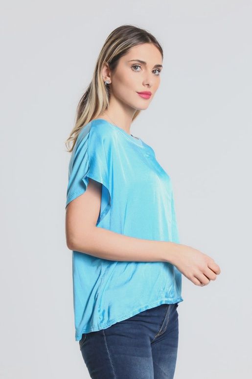 Tina Stephens Lindy Viscose Sheen Top (BSS225) Turquoise