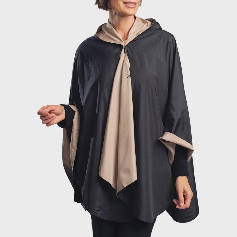 Rain Cape - Camel &amp; Black (One Size)
