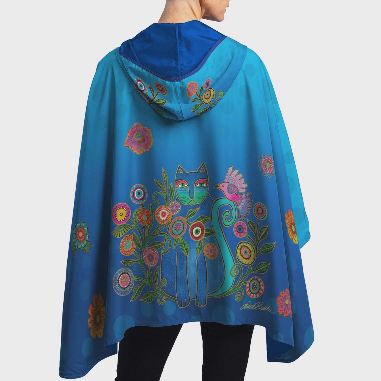 Rain Cape - Laurel Burch Cerulean Cat (One Size)