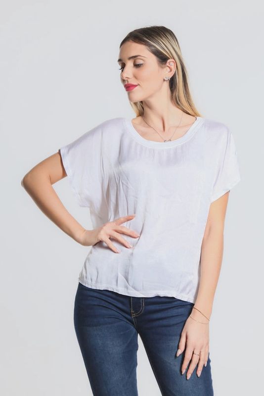 Tina Stephens Lindy Viscose Sheen Top (BSS225) White