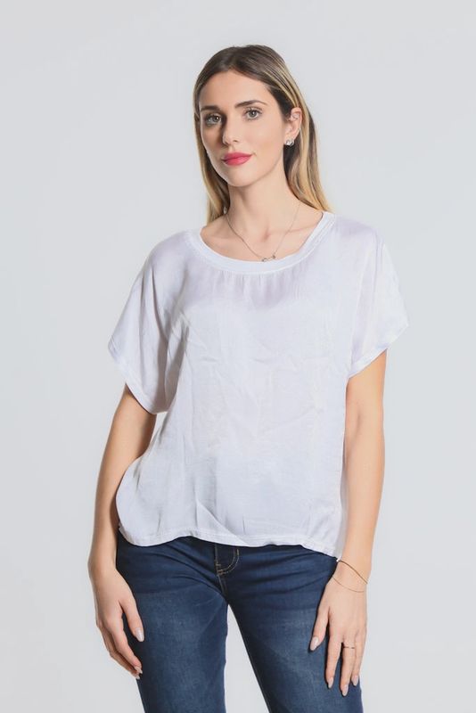 Tina Stephens Lindy Viscose Sheen Top (BSS225) White