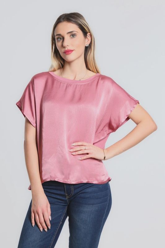 Tina Stephens Lindy Viscose Sheen Top (BSS225) Begonia