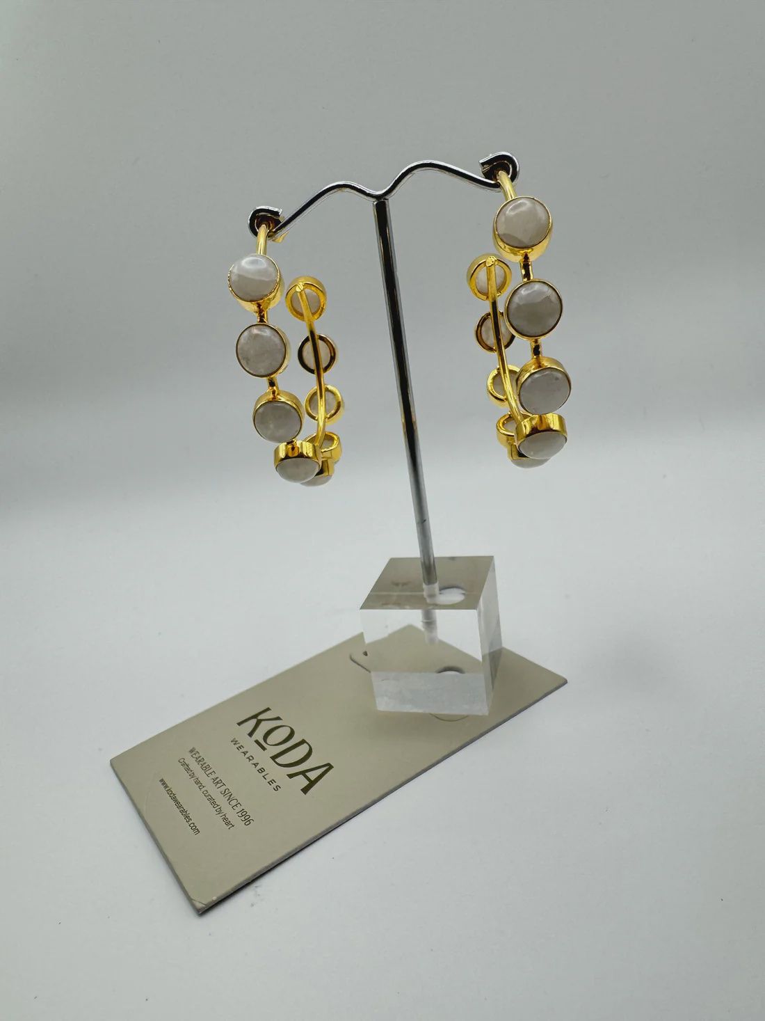 2&quot; Gold Pearl Bezel Hoop Earrings