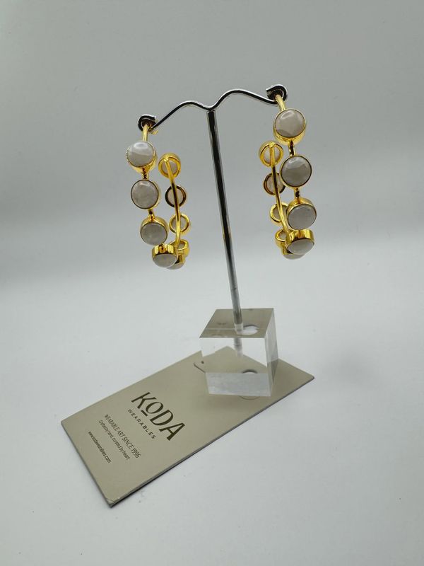 2&quot; Gold Pearl Bezel Hoop Earrings