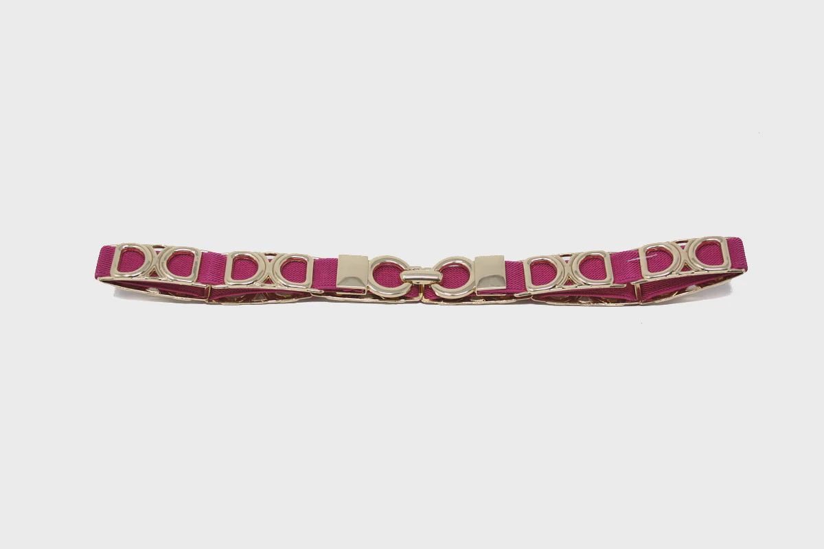 Stetch Bel t w/Gold DD Metal Links (CINT-19), Color: Hot Pink, Size: One Size