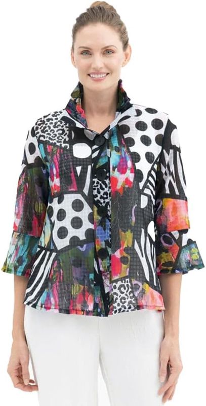 Damee Collage Print Sheer Jacket (2439)
