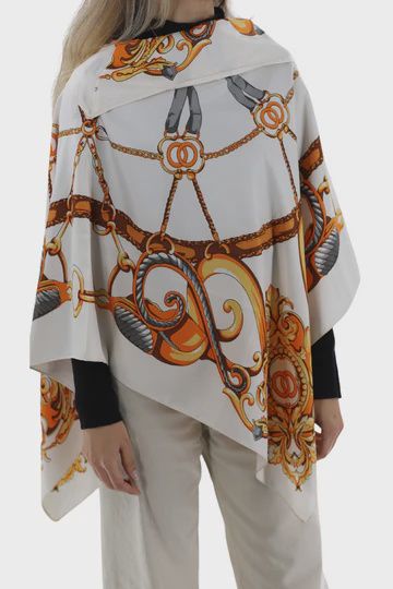 La Fiorentina Chain Print Poncho - Ivory