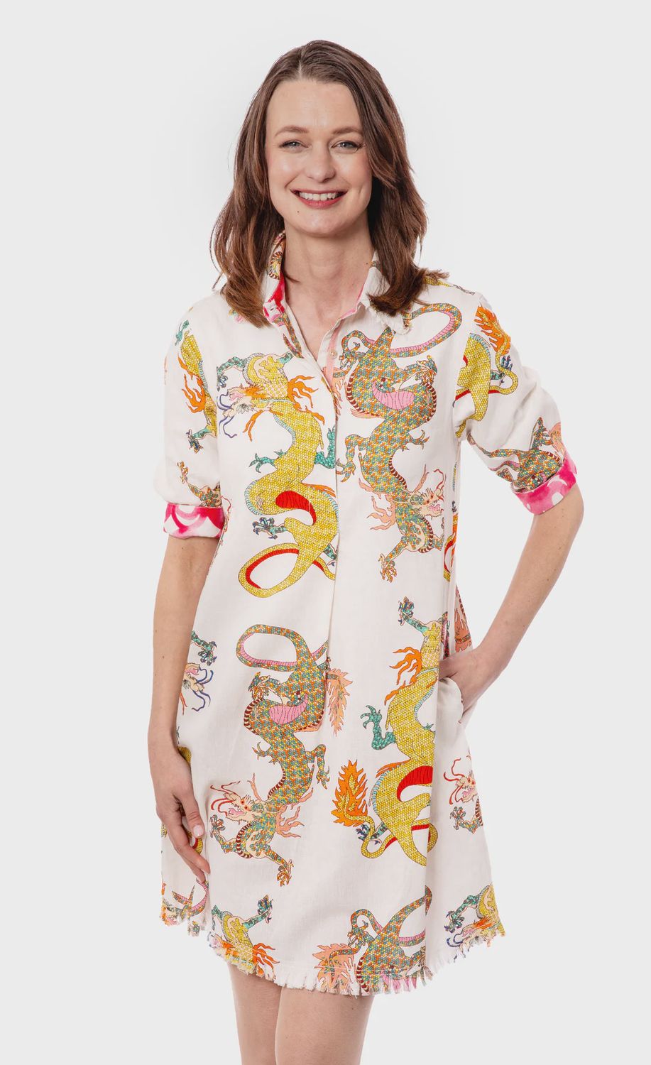 Dizzy-Lizzie Chatham Dress (615A-M715) White Dragons
