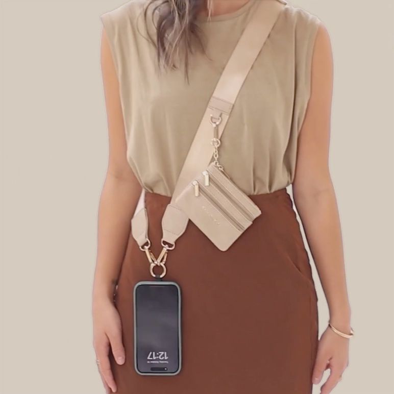 Clip &amp; Go Phone Lanyard w/Wallet (Neutrals)